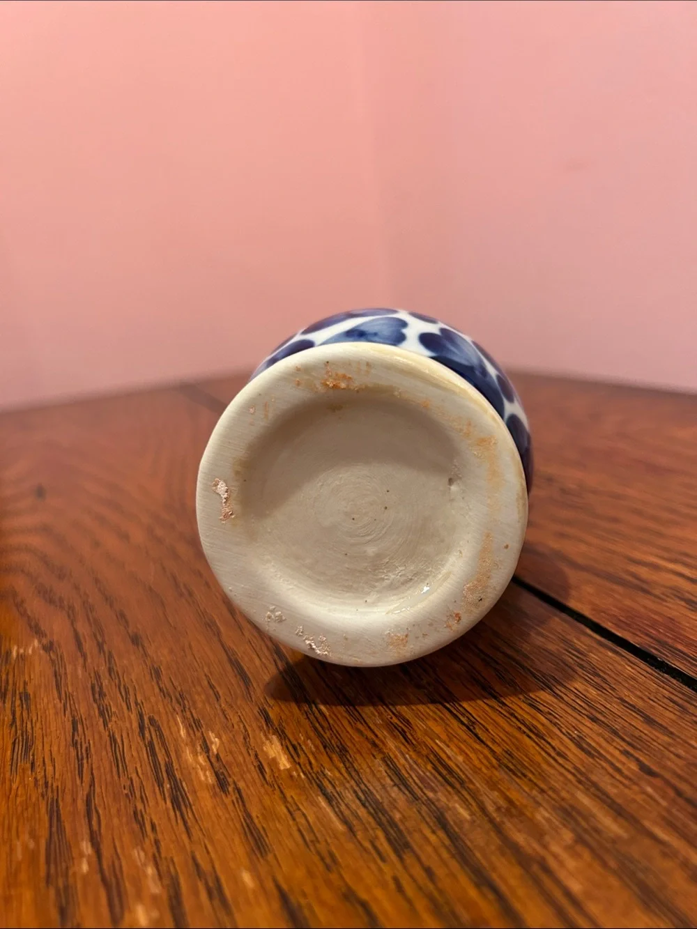 Blue and White Ceramic Mini Vase with Double Handles
